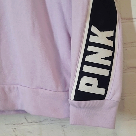 2018 Victoria's Secret PINK Lavender Logo Spellout Long Sleeve Light Hoodie XS - Picture 6 of 15